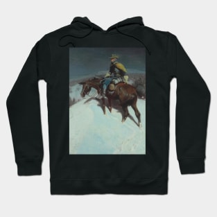 Lone Rider At Night - Vintage Western American Art Hoodie